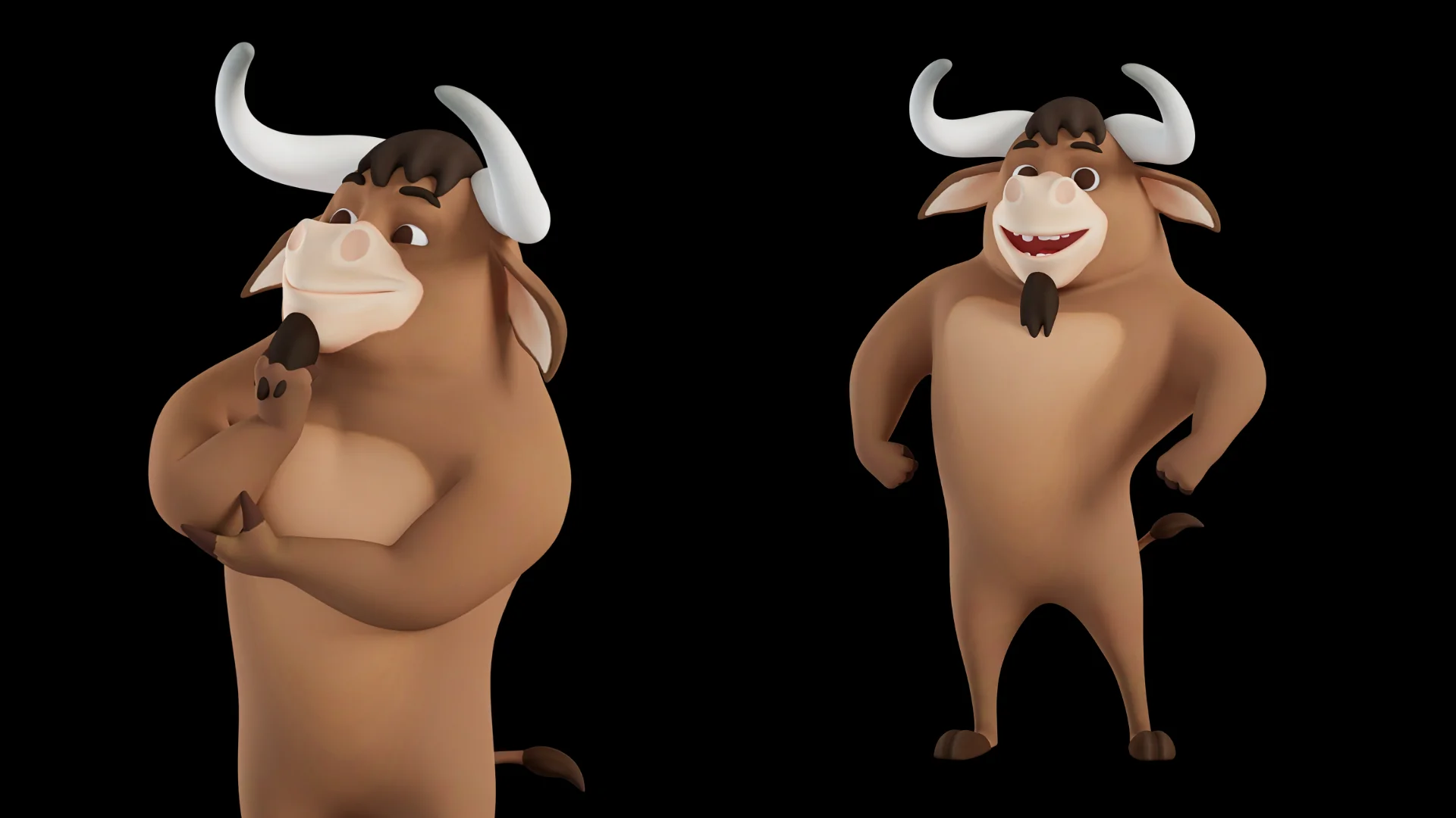 Stylized bull mascot 3D character close up showcase